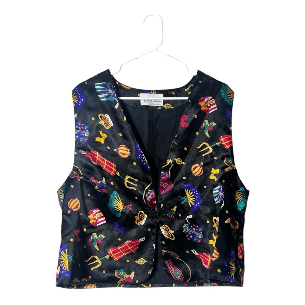2122. Vintage Diane Von Furstenberg the color authority silk‎ like vest black
